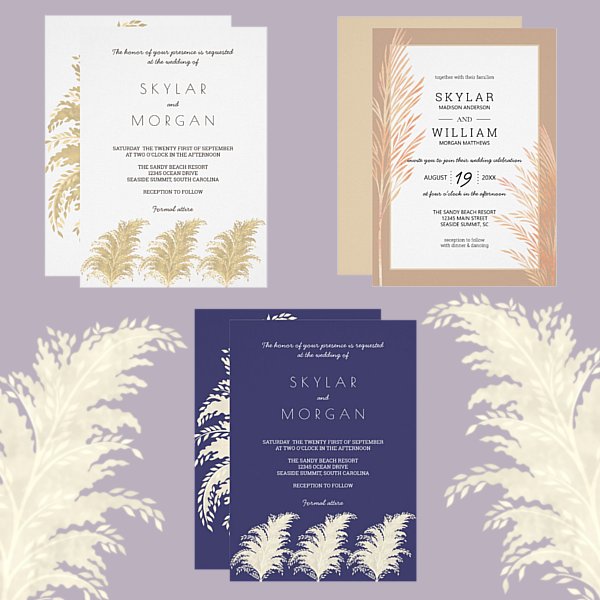 Wedding Trends 2019 Pampas Grass Invitations