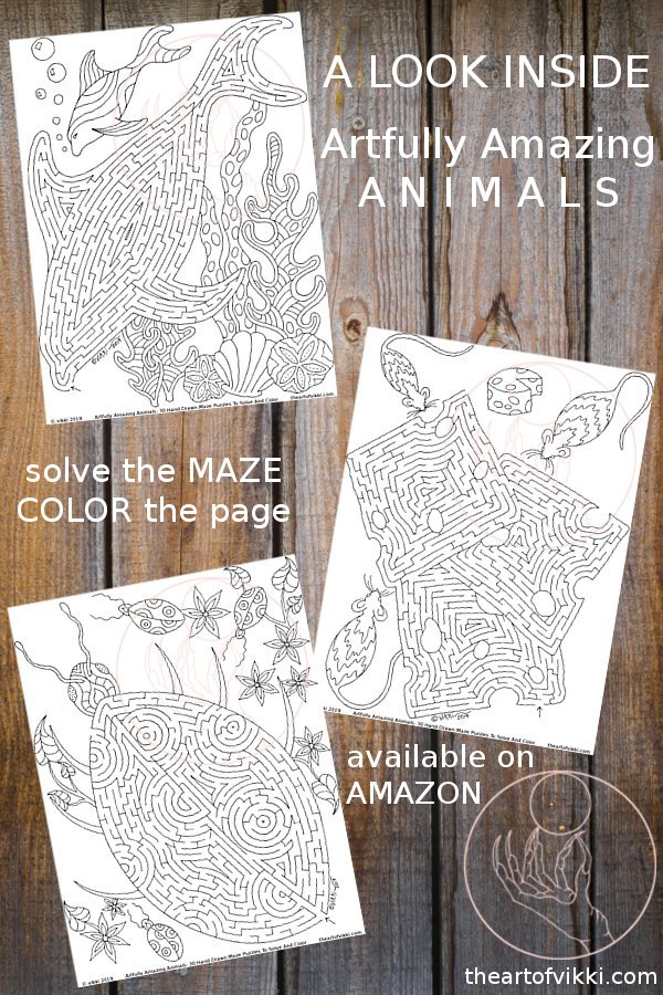 Artfully Amazing Animals Maze And Coloring Book
