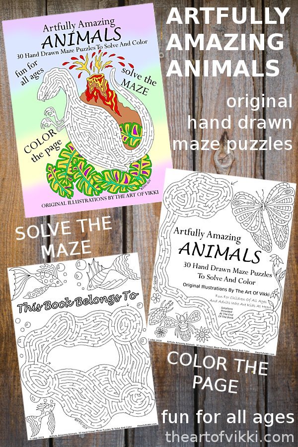 Artfully Amazing Animals Maze And Coloring Book