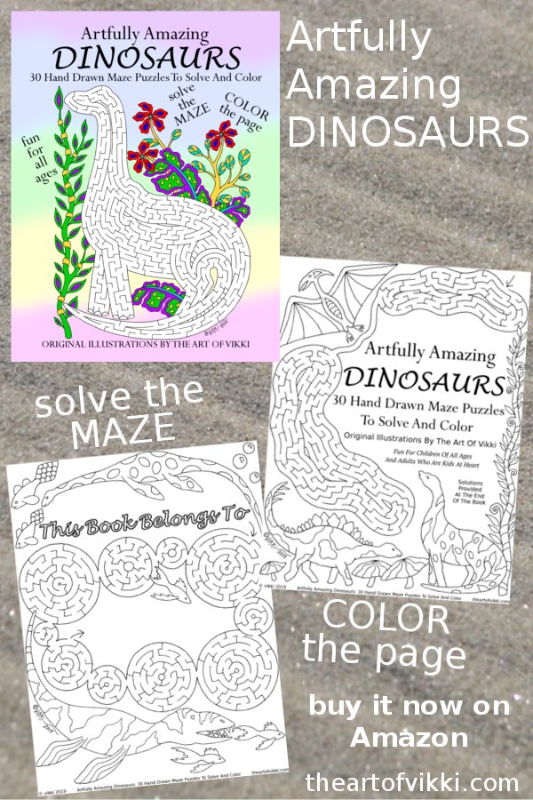 Artfully Amazing Dinosaurs Maze And Coloring Book