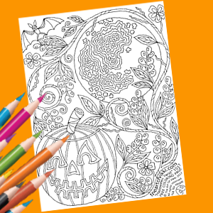 Free Coloring Page For Adults - Halloween Twist 1017 - A fun Jack-O-Lantern colouring page for grownups
