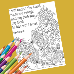 Free Christian Coloring Page For Adults - Birdhouse And Butterfly II - celebrating Faith And Dreams - Weekly Inspiration And Scripture