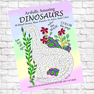 Artfully Amazing Dinosaurs - Original Mazes To Solve And Color Activity Book For Kids